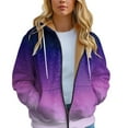 thumbnail image 5 of Xudanell Jackets for Women Warm Hooded Jacket Gradient Zipper Hoodie Drawstring Jacket Lined Plush Women Fashion Hoodies Light Blue M, 5 of 7