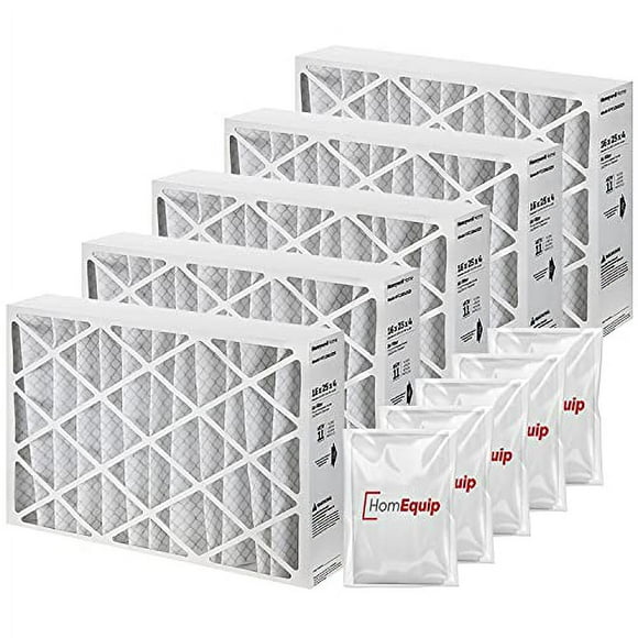Honeywell Filtres de Four 16x25x4, Remplacement de Filtre FC100A1029, Média Filtrant Merv 11 avec Sac de Disposition Homequip (Lot de 5)
