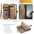 thumbnail image 3 of Funda billetera para Samsung Galaxy Z Fold 6 con [Soporte para bolígrafo S], Soporte para Tarjeta, Bolsillo Magnético con Cremallera, Correa para el cordón, Billetera con tapa de cuero, 3 of 8