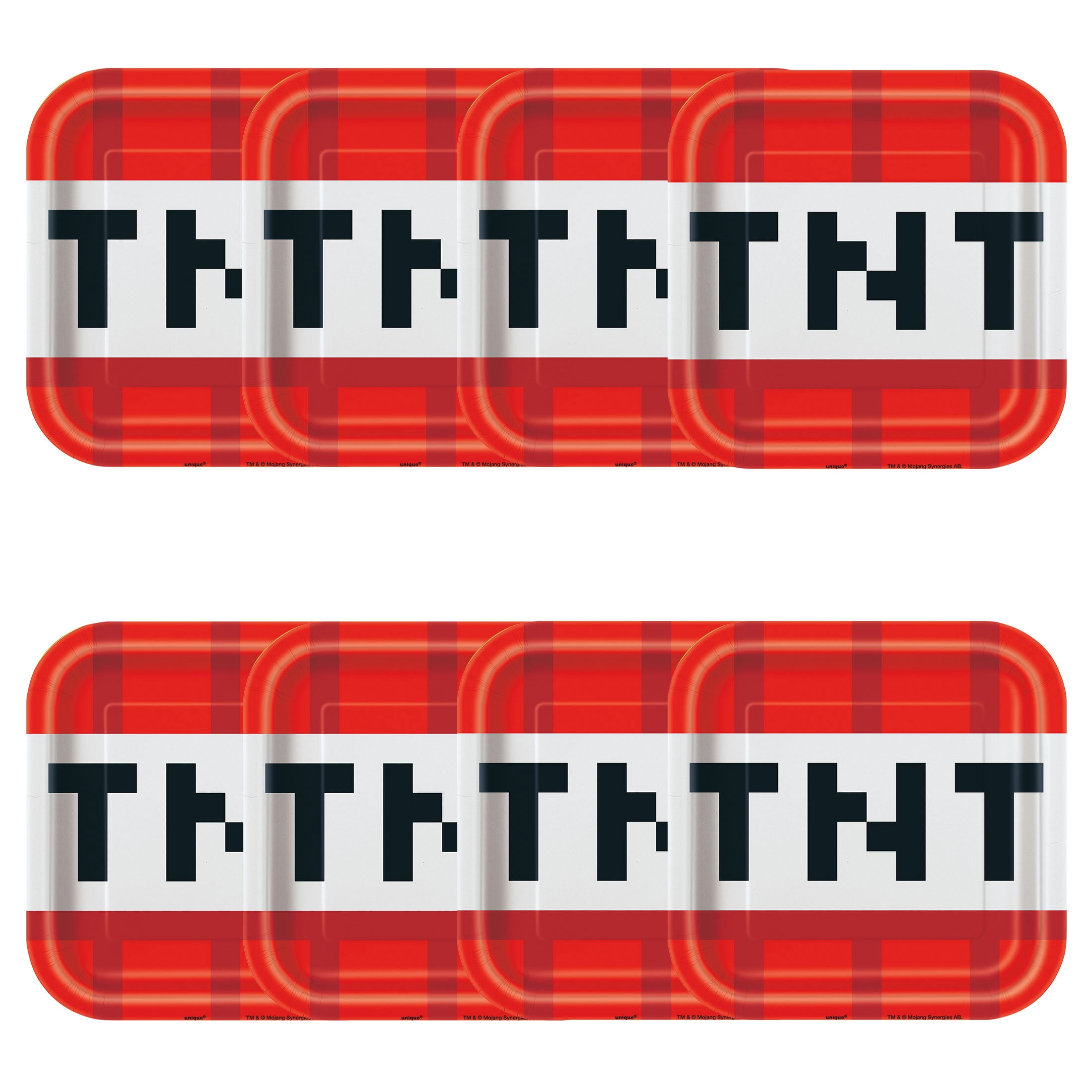 Minecraft Square 7" Dessert Plates, 8ct