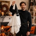 thumbnail image 5 of Halloween Ghost Riding Broom Decoration, Hanging Witch Hat Ghost Decor with Broomstick Design Lightweight Structure And Easy Suspension, Festive Decoration, Spooky Halloween Decorations, 5 of 6