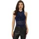 thumbnail image 1 of Top corto de malla con estrellas para mujer, cuello alto, sin mangas, transparente, camiseta sin mangas para fiesta Azul oscuro S, 1 of 6