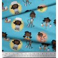 thumbnail image 3 of Soimoi Blue Rayon Fabric Circle,Cook & Working Girl Print Fabric by the Yard 56 Inch Wide, 3 of 3