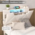 thumbnail image 4 of VEANERWOOD Twin Bed Frame with Storage Headboard and 4 DrawersUpholstered Plarform with Built in Charging Station and Adjustable Led Lights, Beige, 4 of 10