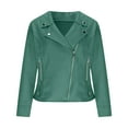 thumbnail image 4 of UTSJKR Womens Faux Suede Jacket Fall Winter Clothes Zipper Cropped Coat Biker Moto Jackets Solid Color Casual Outwear Green XXL, 4 of 8