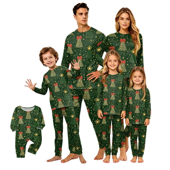 Lvotionpl 2026 Family Christmas Pajamas Matching Sets, Match Family Christmas Pjs Long Sleeve Top & Pants Set Matching Holiday Family Pajama Xmas Sets