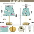 thumbnail image 2 of Modern Minimalist Cone Desk Lamp Antique Bronze Base & Linen Shade Bedside Table Lamp for Bedroom Living Room, Office, Dorm Pink and Teal Floral Pattern Small, 2 of 8