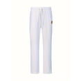 thumbnail image 4 of Domuza Mens Casual Linen Pants Loose Fit Elastic Drawstring Waist Straight-Legs Summer Yoga Beach Long Pants White L, 4 of 4