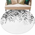 thumbnail image 6 of Grey Leaves Round Rug 8ft Washable Circle Rugs Non Slip Summer Botanical Large Area Rug Indoor Floor Carpet for Bedroom Kitchen Living Room Home Office Dining Room Nursery, 6 of 8