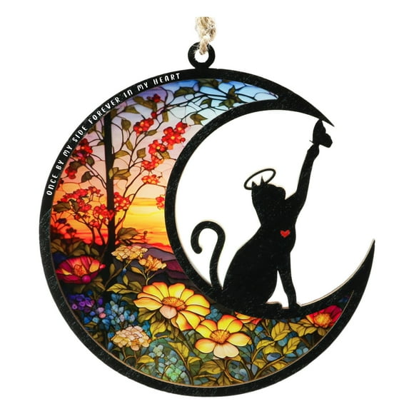 Attrape-soleil Commémoratif pour Chat pour Fenêtres Vitrail Compassion pour Animaux de Compagnie pour Commémorer la Perte Statue d'Ange Unique Attrape-Soleil Décorations Suspendues de Vacances Ornement de la Saint-Valentin Perles sur Ficelle Cochon Balançant