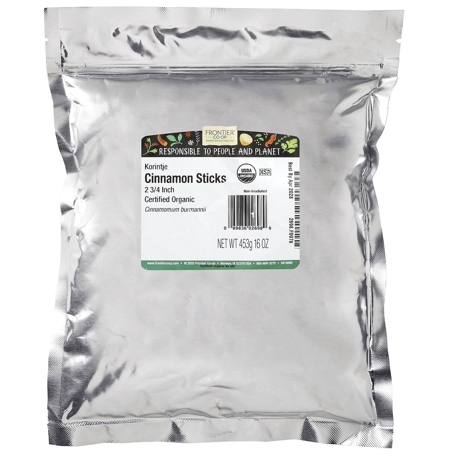 Frontier Co-op Organic 2 3/4'' Korintje Cinnamon Sticks, 16 oz (453 g)