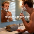 thumbnail image 3 of Mens Toiletry Travel Bag Hanging Dopp Kit Canvas Shaving Kit Toiletries Organizer for Grooming Travel Essentials, Gifts for Men & Women, Grey, 3 of 8