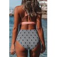thumbnail image 3 of Women's Pink Geometric Print High Waisted Twisted Halter Bikini Set, 3 of 5