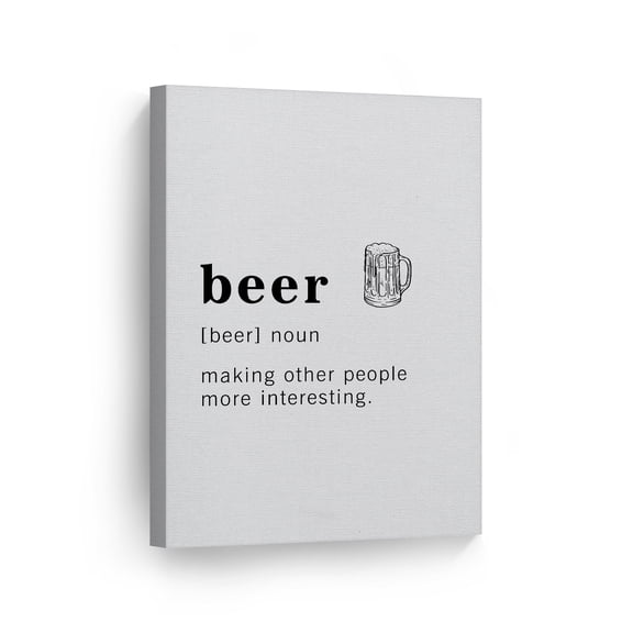 Smile Art Design Funny Noun Dictionary Definition of Beer Canvas Print Inspirational Quote Sign Office Living Room Bedroom Bathroom Wall Decor Wall Art Home Decor Ready to Hang Made in USA 12x8