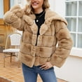 thumbnail image 5 of YDFCWXW Women's Fur Cropped Coat Long Sleeve Open Front Winter Jacket Plus Size Fluffy Puffer Overcoat Coffee, 3XL, 5 of 9