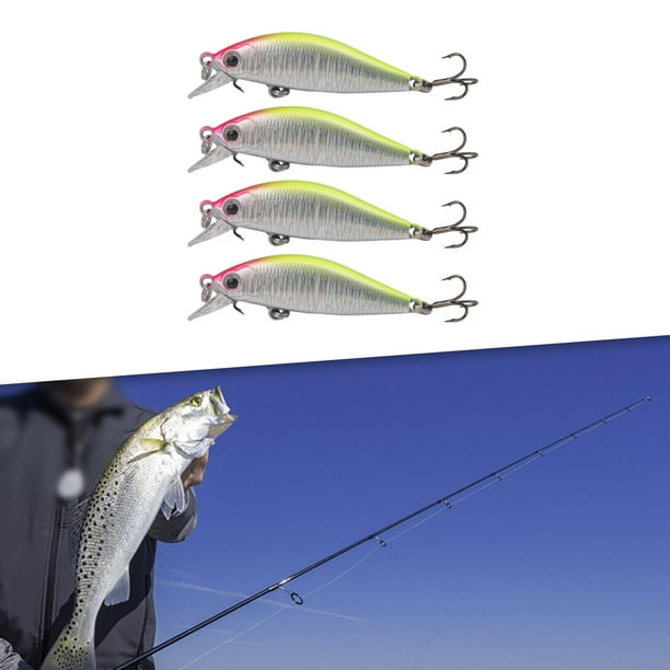 Colaxi 4x Fishing Lures Crankbait Realistic Fishing Lure with Triple Hook  Hard Lure Artificial Baits for Carp Salmon Perch Panfish Pike Yellow
