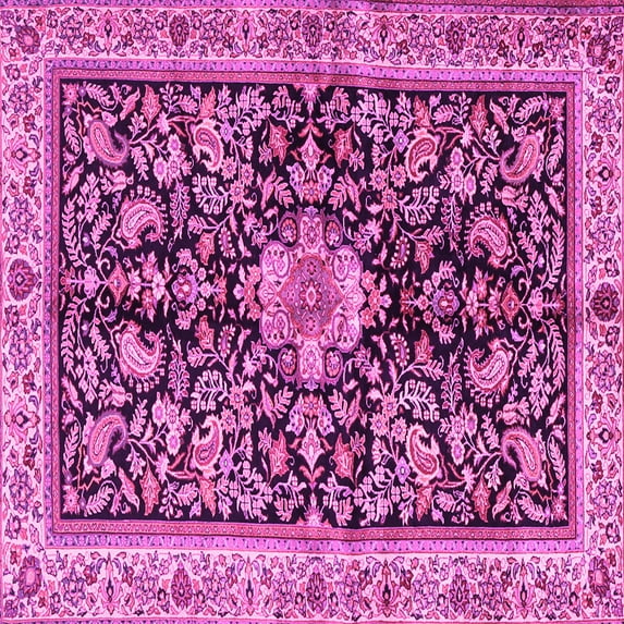 Ahgly Company Indoor Square Animal Pink Traditional Area Rugs, 5' Square