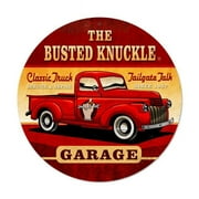 Busted Knuckle BUST068 14 x 14 in. Old Truck Round Metal Sign