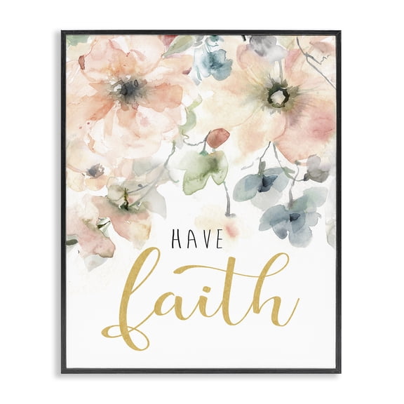 Stupell Industries Farmhouse Have Faith on Florals Black Framed Giclee Art, 11 x 14, by Carol Robinson
