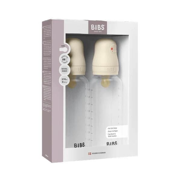 BIBS en polypropylène sans BPA, ronds, en latex, débit moyen, couleur ivoire - 2 biberons de 270 ml