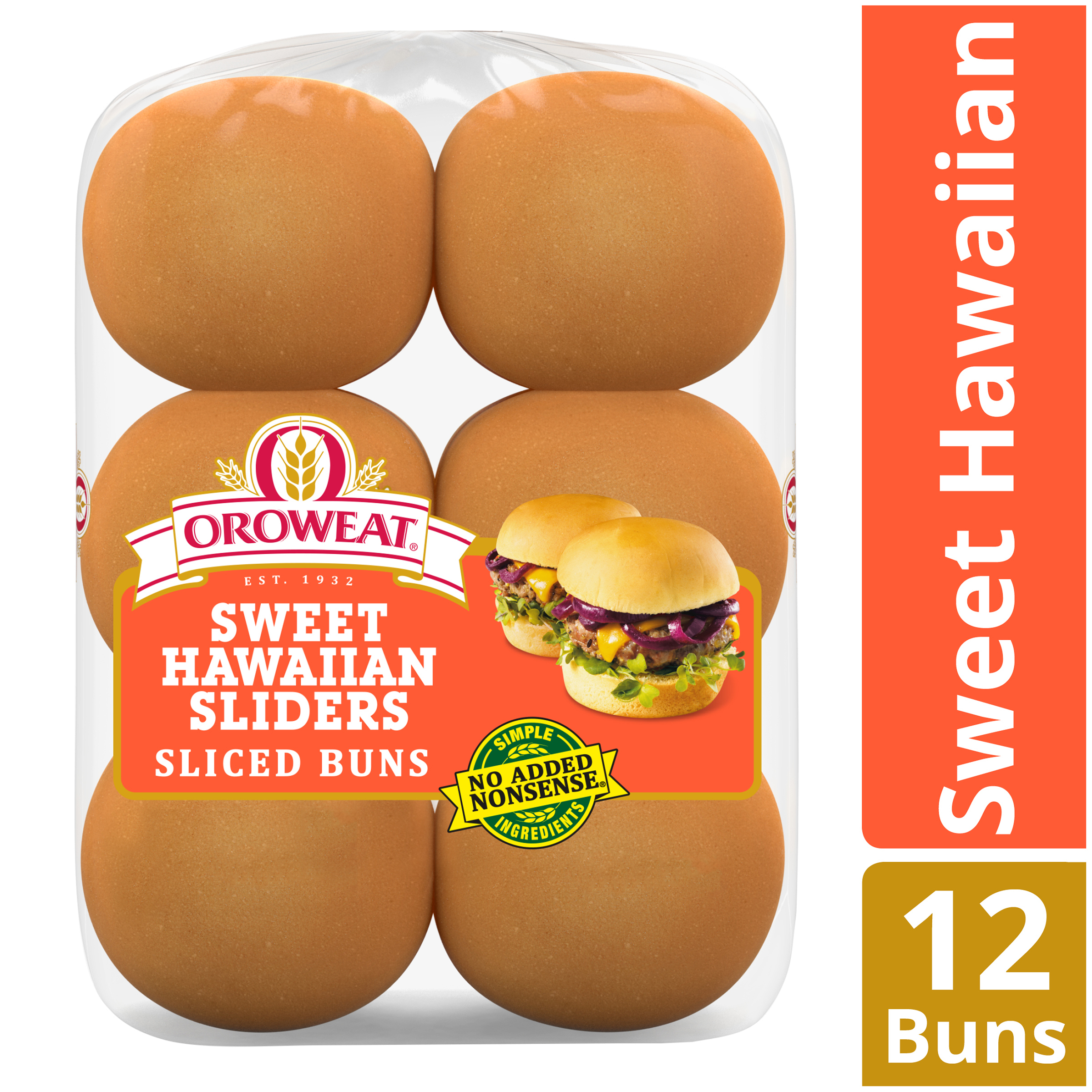 Oroweat Sweet Hawaiian Slider Buns, 12 count, 15 oz