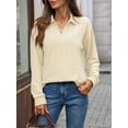thumbnail image 6 of Women'S 2025 Autumn and Winter Solid Color Pullover Sweater Loose Lapel Long Sleeve Top Apricot XXL, 6 of 9