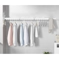 thumbnail image 1 of Tri-Fold Wall Mounted Clothes Drying Rack, Foldable Portable Garment Rack with 15 Windproof Hooks, for Balcony,Laundry,Bathroom, White, 1 of 7