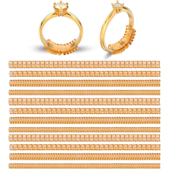 12Pcs Plastic Ring Sizers for Loose Rings, Invisible Coil Wrap Rings Resizer, Ring Guards Clip Size Adjuster, Jewelry Fitter Resizer for Women Men