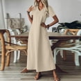 thumbnail image 3 of Summer Dresses for Women, Lightweight Cotton Linen Blend Long Dress, Loose A-Line Casual Maxi Dress Beige S, 3 of 6
