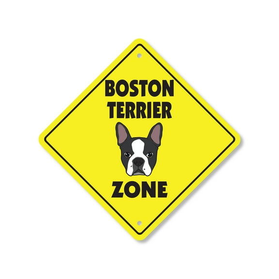 Boston Terrier Plastic Crossing Sign - 12 Inch X 12 Inch Xing Sign Gift Dog Breed Pet Cute Animal Companion Loyal Family House Decor Love