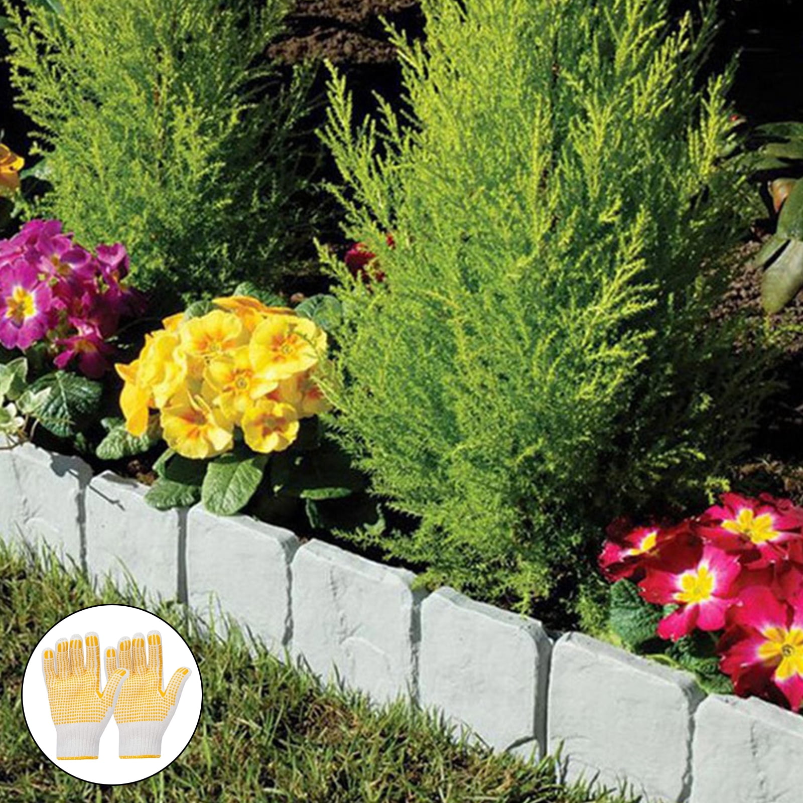 30Pcs 9.84'' L x 9.06'' H Garden Edging Border Landscape Edging Lawn Garden Fence with Gloves Decorative Landscape Border Length Landscaping for Lawn Flower Bed Yard Gray