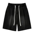 thumbnail image 3 of Jean Shorts Men Casual Drawstring Elastic Waist Summer Streetwear with Pockets Stretch Lightweight Loose Fit Trendy Men Denim Shorts, 3 of 9
