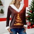 thumbnail image 5 of Jkety Santa Sweater Christmas Shirts for Women Fuzzy Fur Trim Holiday Tops Trendy Xmas Tree Graphic Shirt V Neck Long Sleeve Tunic Blouse ,XL, 5 of 5