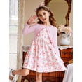 thumbnail image 3 of Oudiya Toddler Little Girls Dress and Cardigan 2 Piece Sets Floral Print Sleeveless Sundress and Long Sleeve Shrugs Casual Sets for Kids 2-6Y, 3 of 6