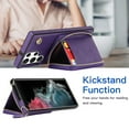thumbnail image 3 of Crossbody Zipper Wallet Bag Case for Samsung Galaxy S24 Ultra,Dteck Lager Capacity Purse Leather Card Slots Pocket Shockproof Case Kickstad Cover with Shoulder Strap, Purple, 3 of 9