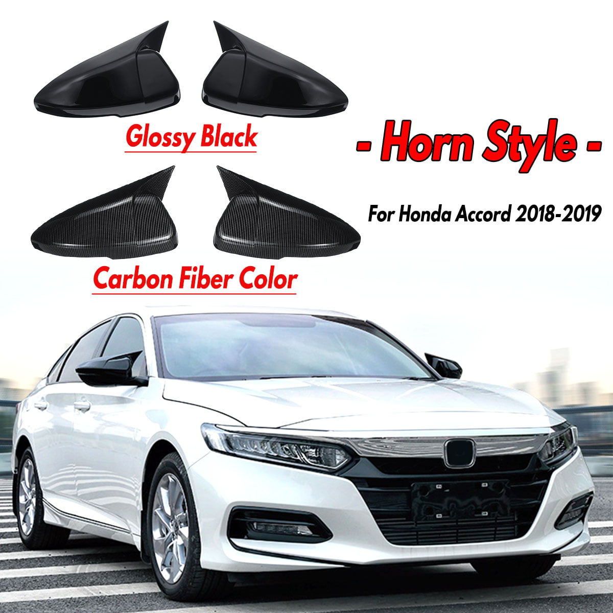 For Honda Accord 2014-2017 ABS Carbon Fiber OX Horn Rear View Mirror Cover Trim