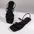 thumbnail image 4 of Hurxie Women's Strappy Sandals Square Toe Dressy Summer Cute Vacation Ankle Strap Slip on Sandal Shoes Black 42, 4 of 7