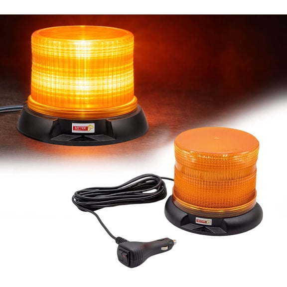 5" Amber LED Strobe Lights for Trucks SAE Class 1, 12-24V High Visibility Emergency Safety Warning Caution Light - Magnetic Mount Multiple Flash Patterns for Fleet Industrial Vehicle