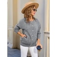 thumbnail image 3 of Osfvolr Long Sleeve Crewneck Button Down Womens Sweaters Fall Open Front Cardigan Sweaters for Women 2025 Grey L, 3 of 8