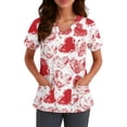 thumbnail image 4 of Valentine Day Nursing Scrubs Womens V Neck Love Heart Print Plus Size Uniforms Short Sleeve Medical Cute Scrub Tops with Pockets Pink S, 4 of 5