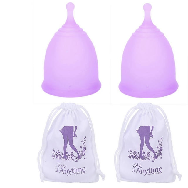 2pcs Silicone Menstrual Cup Women Soft Reusable Period Cup Female Body Care ToolL