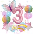 thumbnail image 1 of JKGOO Set de globos rosa de mariposa para cumpleaños, número 3 de 81 cm, 1 of 5