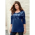 thumbnail image 6 of Roaman's Women's Plus Size Three Quarter Sleeve Embellished Tunic, 6 of 6