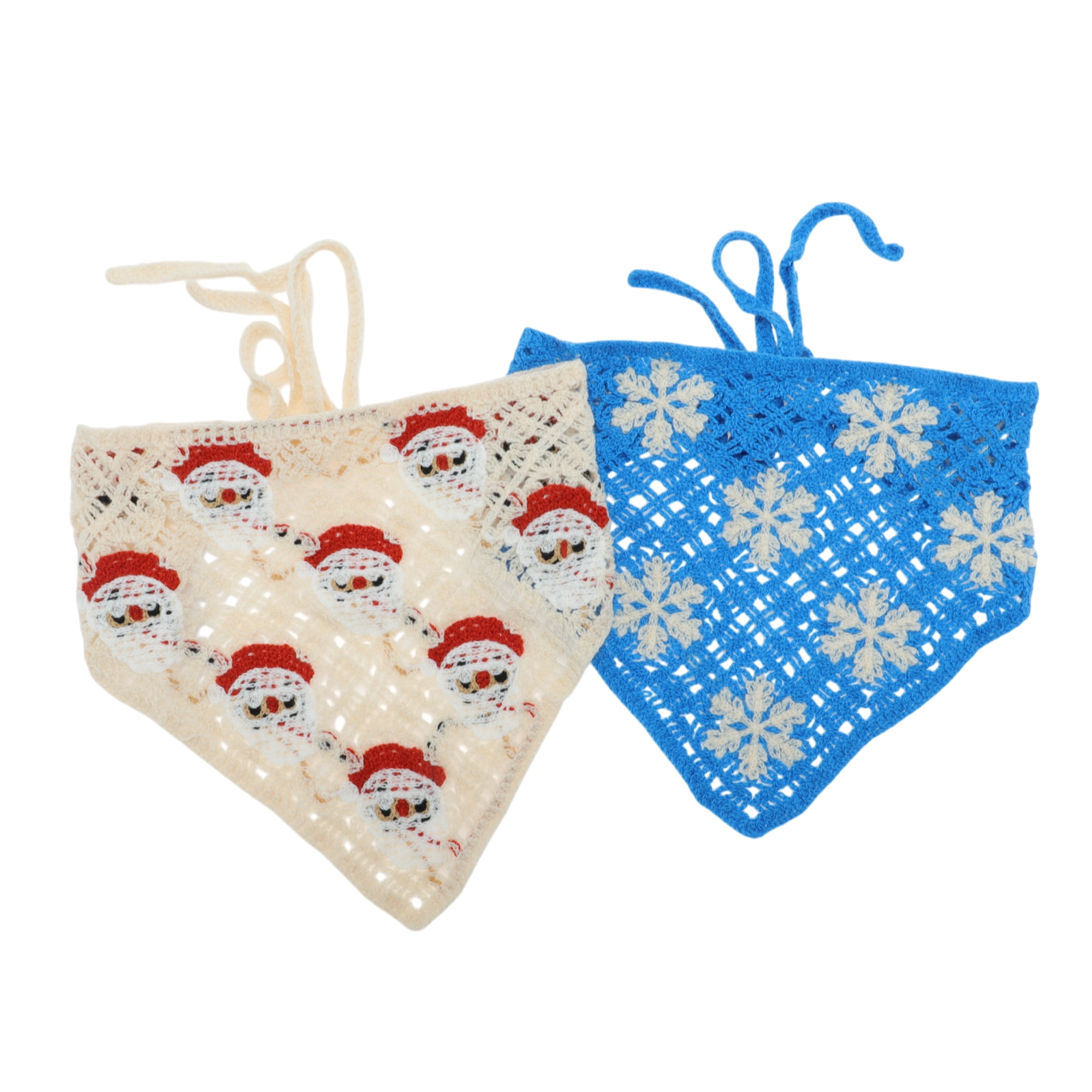Unique Bargains Women  Knitted Triangle Bandana 2 Pcs Blue Beige