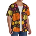 thumbnail image 2 of Xecao Autumn Harvest Pumpkin Joy Men's Casual Short-sleeved Shirt, a button-up collared shirt with a pocket-3X-Large, 2 of 5