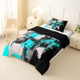 thumbnail image 2 of Homewish Blue Abstract Twin Comforter Sets,Contemporary Art Bedding Set,Black Reversible,2-Piece,1 Comforter and 1 Pillowcase, 2 of 7
