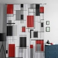 thumbnail image 5 of Red Grey Black Semi Sheer Curtains Drapes for Living Room, Bedroom, French Doors Window 84 Inches Long, Geometric Abstract Art Modern Irregular Rod Pocket Chiffon Curtain Drapery Voile Drape Panel, 5 of 6