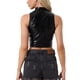 thumbnail image 3 of INSPIRAR CHIC Top de Mujer Cuello Mock con Cremallera Frontal Sin Mangas Holográfico Brillante para Fiesta XS Negro, 3 of 6