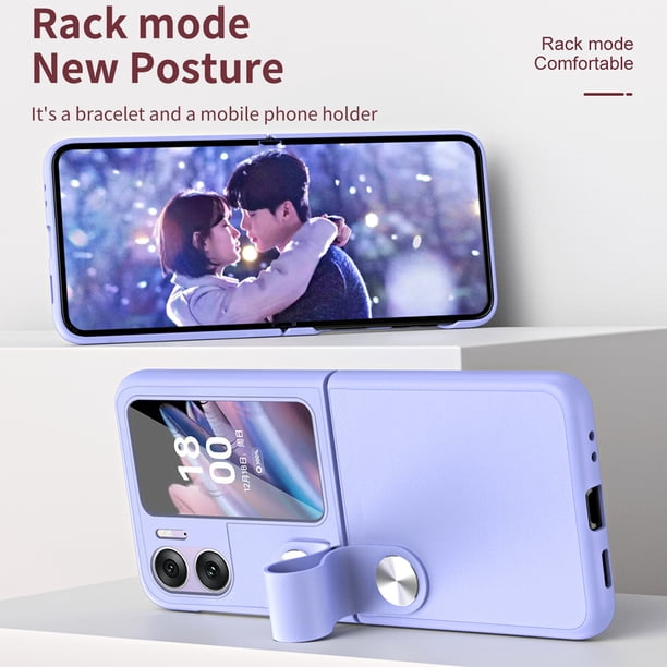 Caso Del Tirón TPU Flip Portable con correa de mano Flip Cover para Smartphone Find N2 (Púrpura) Ndcxsfigh Para estrenar