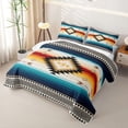thumbnail image 3 of jejeloiu Sunset Aztec Quilt King For Men Women,Geometric Print King Coverlet Set,Orange Blue,3pcs, 3 of 7